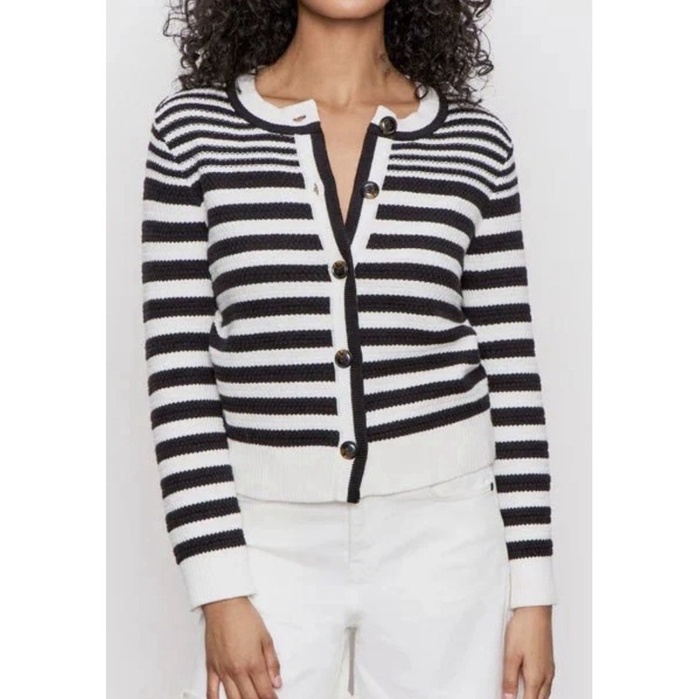 Sanctuary CITY SUMMER CARDI BLACK/MACRAME STRIPE